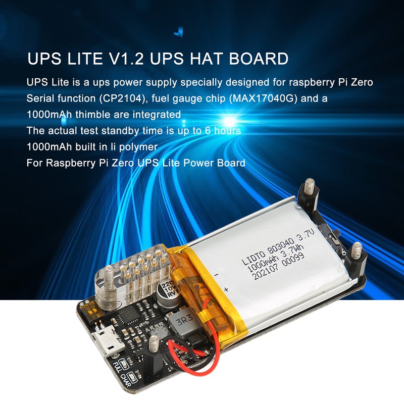 V1.2 UPS Power HAT Board 1000mAh Battery 400mA Charging Current