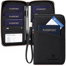 Porta Pasaporte Familiar con Bloqueo RFID (Negro)
