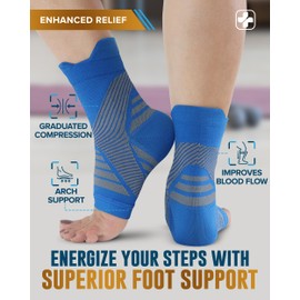 Doctor's Select Copper Ankle Compression Sleeve - Copper Ankle Braces for Men, Plantar Fasciitis Compression Socks, Foot Wraps for Pain, Compression Ankle Sleeve, Blue