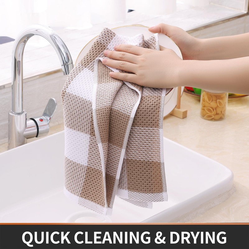 smiry 100% Cotton Kitchen Towels, 13" x 28", 4 Pack