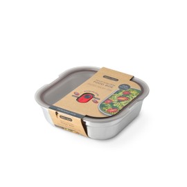 BLACK + BLUM Lunch Box - Meal Prep Containers Reusable for Picnic & Camping - Microwavable Stainless Steel Lunch Dinner Food Storage Box with Leak Proof Lid - Dishwasher Oven Safe - Large Square 37oz