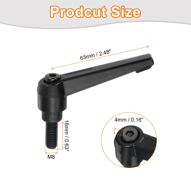 sourcing map 4Pcs M8 x 16mm Adjustable Knobs Handle Male