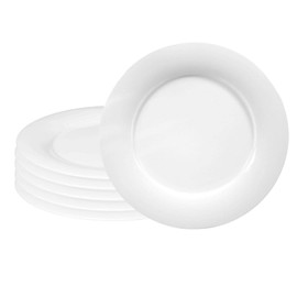 Seltmann Weiden Commercial Dinnerware, Savoy Porcelain Flat Plate with Rim, Dinner Plate, White, 11-Inch, Set of 6