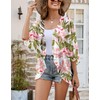 Heynino Women's Floral Chiffon Kimono Cardigans Open Front 3/4 Sleeve