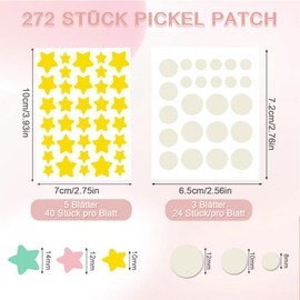 Scettar Pack of 272 Pimple Patches Stars Invisible Pimple Patch Anti Plaster Acne Hydrocolloid Invisible Pimple Patch for Anti-Inflammatory Against Acne