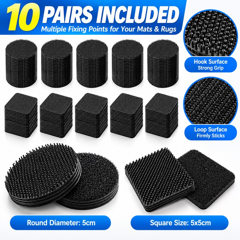 10 Pairs Double-Sided Carpet Grippers for Rugs & Floor Mats