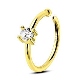 COCHARM 14K Gold Plated Nose Hoops 20g 925 Sterling Silver Nose Hoop Nose Rings 10mm Press Fit Gold Hoop Nose Piercing 20g Gold Nickel Free Nose Rings