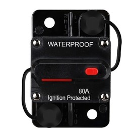 Generic 80 Amp Waterproof Circuit Breaker,Fuse Holder,Audio Circuit Breaker,with Manual Reset,12V-48V DC,30A-300A,for Automotive Marine Boat Audio System Current Overload Protection