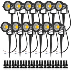 GLW Low Voltage Landscape Lights 10W 12V Landscape Lighting with Connectors Warm White Waterproof Outdoor Spotlights for Trees Pathway Lawn Yard （12 Pack）