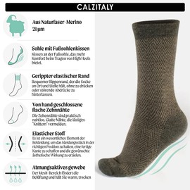 CALZITALY 3 Paar von Socken aus Merinowolle mit Zickzack Muster | Bordeaux, Grün, Blau | 35/38, 39/42, 43/46 | Made in Italy (39-42, Mehrfarbig)