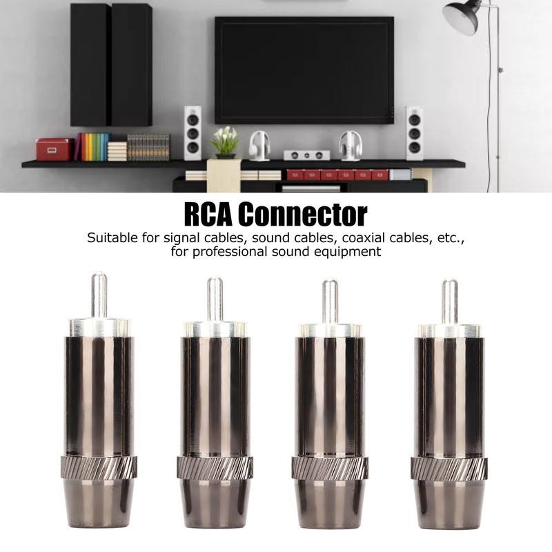 4pcs RCA Sound Plug Silver Plated RCA Male Plug Connector