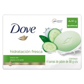 Dove Jabón Barra Hidratación Fresca Pepino y Té Verde 4 x 90 g                                                                                        