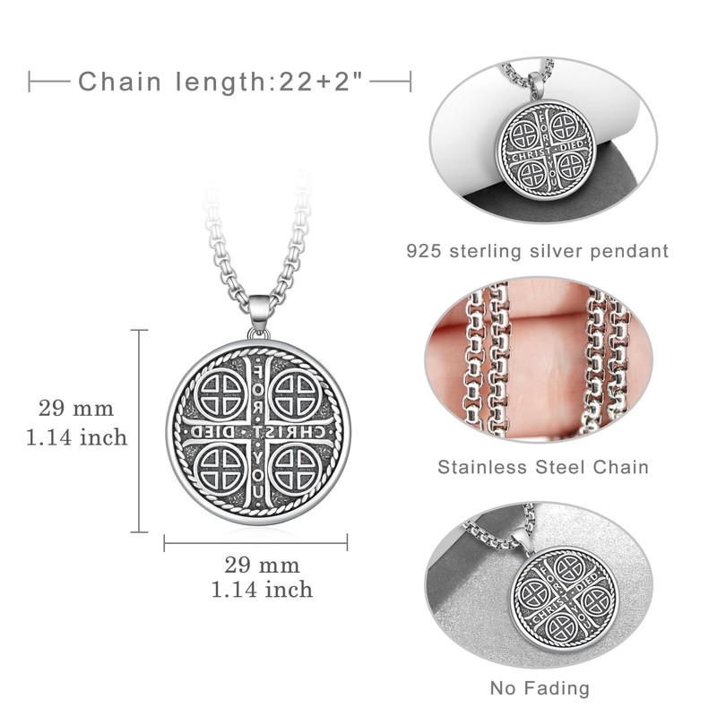 Sbzxbt Jerusalem Cross Necklace Sterling Silver Episcopal Necklace Jerusalem Cross