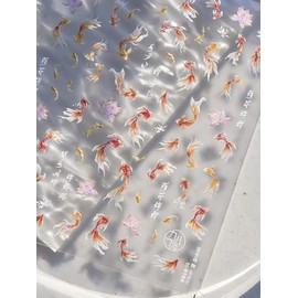 Auiremrti Goldfish Nail Stickers, 5D Embossed Design for Natural, Acrylic, and Gel Nails, Salon Quality at Home, Easy to Apply, DIY Manicure