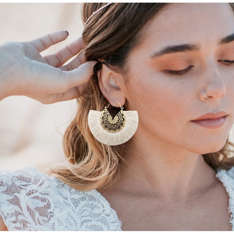 Tassel Hoop Earring Statement Thread Dangle Earrings Stylish Long Fringe
