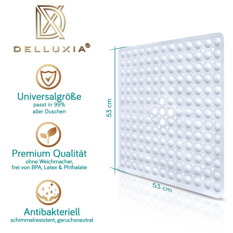 Delluxia Shower Mat Non-Slip 53 x 53 cm Including 2