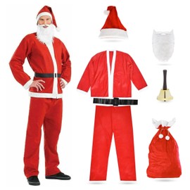 6 in 1 Set Santa Costume & Santa Costume - Santa Costume - for Christmas - Costume for Santa Claus - Santa Claus - Men & Adults