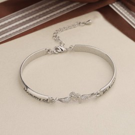 Gzrlyf Mommy of an Angel Bracelet Miscarriage Jewelry Infant Loss Gifts Memorial Gifts for Loss of Loved One (White Gold)