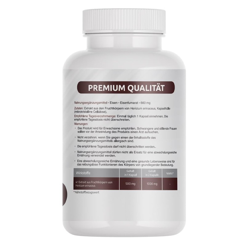 Lions Mane – 500 mg per capsule – Important: 4:1