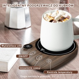 MXMZHXU Electric Coffee Warmer Cup Warmer 4 Adjustable Temperatures Coffee Warmer from 55°C to 85°C, Coffee Cup Warmer with 1-12H Timer Function for Coffee Tea Milk (Wood Grain)