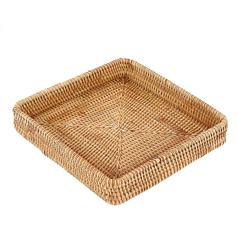 Hipiwe Key Basket Tray for Entryway Table Rattan Serving Tray