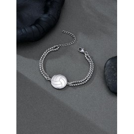 Volleyball Bracelets for Women Men Volleyball Gifts 925 Sterling Silver Sport Jewelry Graduation Gifts for Her
