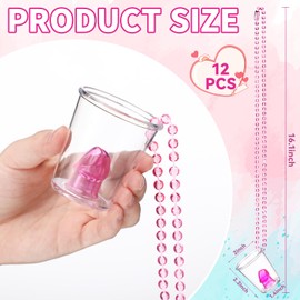 WGXX 12 Pcs Bachelorette Shot Glasses Set, Bachelorette Party Favors Shot Cups, Funny Plastic Beaded Gifts Shot Glass for Bachelor Wedding Party Decorations (Non-Luminous, Pink)