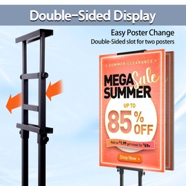 STANDNEE Poster Stand Heavy Duty Poster Board Stand, Double-Sided Poster Sign Stand Up to 83 inches, Adjustable Poster Holder for Outdoor Display, 1PACK