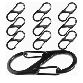 Clips de Mosquetón de Resorte Doble10 Piezas Clips de Mosquetón de Doble Multifuncional Mosquetones de Servicio Pesado Gancho para Acampar Al Aire Libre Senderismo ColumpioCuerdas Botellas (negro)