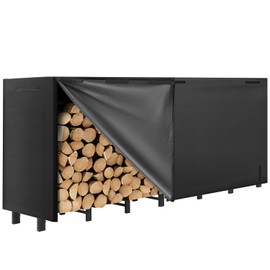 DNKMOR 8FT Firewood Rack with Waterproof Cover,Heavy Duty Firewood Storage Log Holder for Outdoor&Indoor,Fireplace Wood Rack with 600D Oxford Fabric