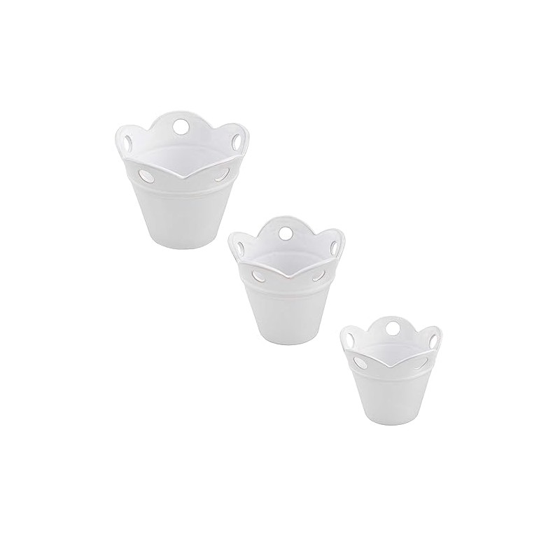 Mud Pie, Small Happy Scallop Pots, 4.5' x 4", WHITE