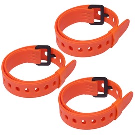 TUAKIMCE Utility Straps, 3 Pcs Lightweight Tension Straps, Reliable Industrial Tie Down Straps, Rubber Buckle Straps for Camping Gear, Backpacks, Bike, Skis, Garden Hoses (Orange)