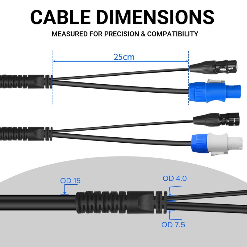 SMALL-EYE 3 Pin DMX & Power Combo Link Cable 6