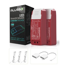 ALUSSO 15W LED Transformer Set of 2, 12V/24V Constant Voltage, Wide Compatibility, Multiple Protection, Versatile Use for Indoor LED Lighting Projects