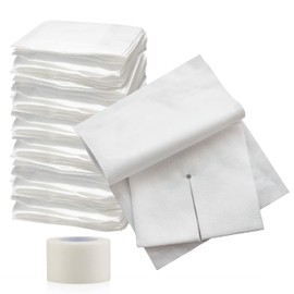 Vakly Split Drain Sponge Gauze 2x2 Sterile 6 Ply Pads [Pack of 70] Absorbent Precut 2"X2" Non-Woven Slit Bandage for I.V. Tracheostomy - 35 Packs of 2 Pre Cut Bandages + 1 Roll of Medical Tape