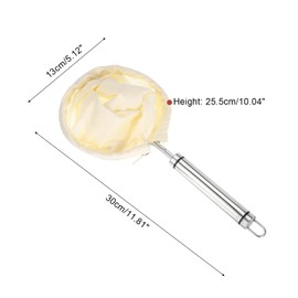 sourcing map 1 Pcs Cloth Coffee Filter Bags, Coffee Sock Filter, Reusable Coffee Strainer with Stainless Steel Handle, Small, Yellow