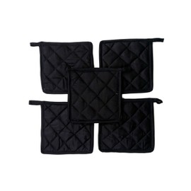 Heat Resistant Pot Holders 100% Cotton Everyday Quality Kitchen Cooking Dual-Function Hot Pad/Pot Holder- Square- Size 7" x 7" - Navy Blue Color - { Pack of 5 }