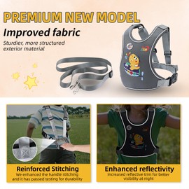 2025 New Safety Walking Harness for Big Kids (6-12yrs) with Autism Special Needs ADHD, Anti-Elopement Vest Harness with Grab Handle and Light Reflector, Adjustable Leash for Autistic, Active Child