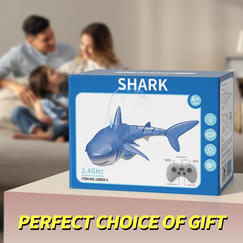BLmukce 2.4GHz Remote Control Shark Toy for Pool, 1:18 Scale