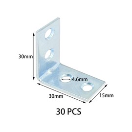 30 PCS Metal Corner Braces – Galvanized Steel L-Shaped Angle Brackets for Wood and Shelves (30, 30 x 30mm)