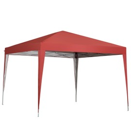 10 x 10 ft Pop-Up Canopy Tent Gazebo for Beach Tailgating Party Red