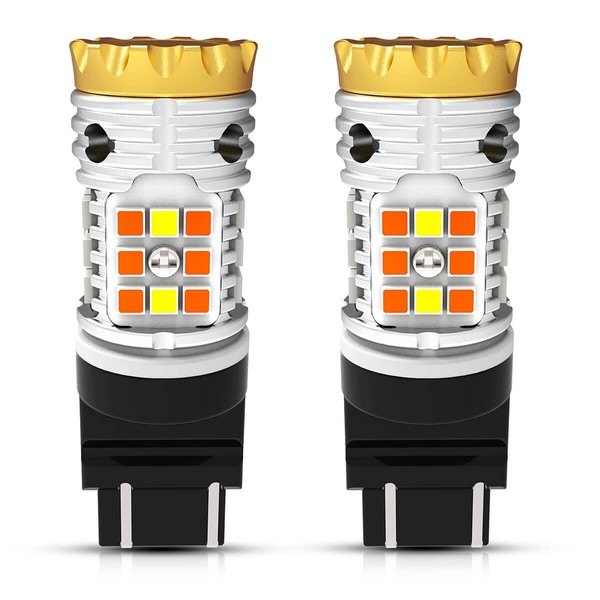 LASFIT 4257 LED Bulb Switchback for 2022 Maverick XL XLT Front Turn Signal Canbus Ready Built in Resistor Amber Blinker White Daytime Running Light DRL (2 pcs)