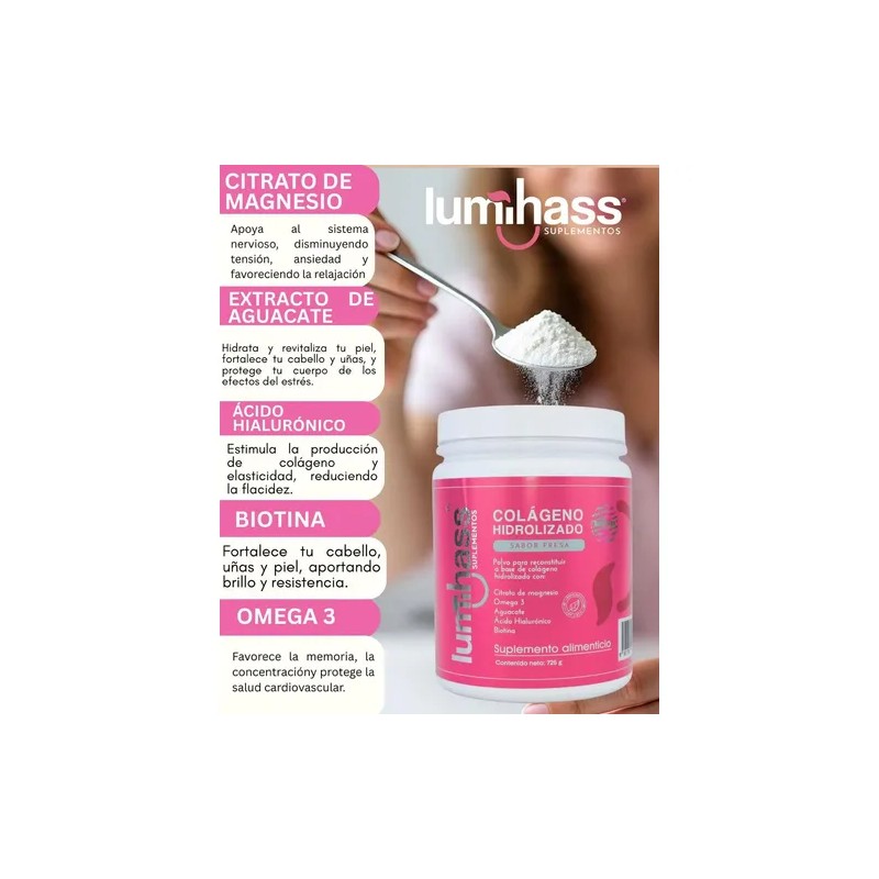 Colágeno Lumihass 2 Botes 725 G Omega 3 Acido Hialuronic