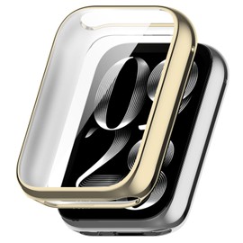 Screen Protector Case Compatible with Xiaomi Smart Band 8 Pro, Full Coverage Soft TPU Case Protective Screen Cover Bumper Frame Accessories for Xiaomi Smart Band 8 Pro Smartwatch (Gold)