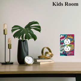 Cuitxrac Cartoon Comic Duplex Wall Plates, Electrical Outlet Covers Retro Pop Art Comic Shout 1 Gang Plug Cover Midway Size Home Decor for Boys Girls