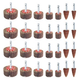 28 Pcs Flap Wheel Sander Set, 60/80/120/240 Grits Sanding Wheel for Drill,1/4 Inch Hex Shank Die Grinder Accessories, Drill Sanding Attachment of 7 Sizes