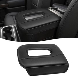 KBH Center Console Armrest Cover Pad for GMC Sierra & Chevy Silverado 2019-2025, Yukon & Tahoe & Suburban 2021-2025, Bucket Seat Console, Middle-Cut, Vinyl Leather, Black
