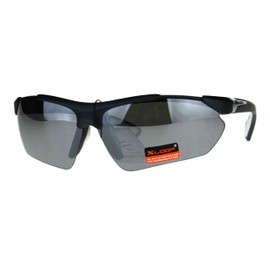 PASTL Xloop Sports Sunglasses Mens Half Rim Wrap Around Shades UV 400 Black White