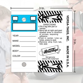 Versa-Tags 250 Per Box, Self-Protecting Paper Key Tags with Chrome-Plated Split Rings Perfect for Car Truck Or RV Dealers Top Stripe Blue