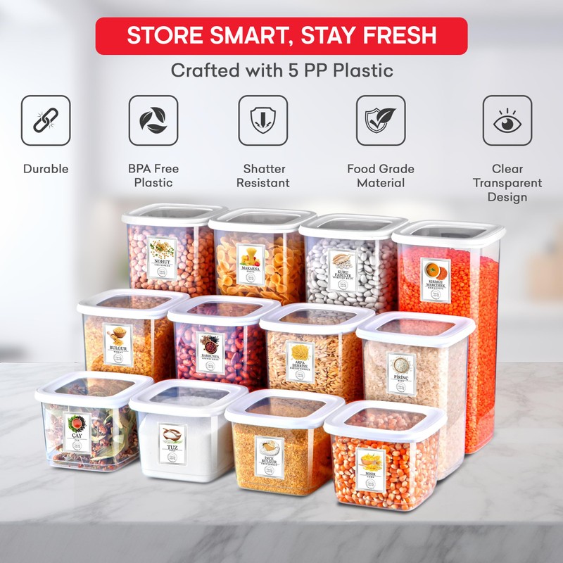 My Happy Home 12 Pcs Square Plastic Food Containers with